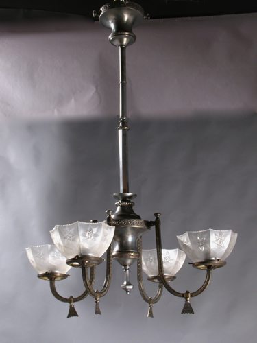 4-Light Eastlake Gas Chandelier